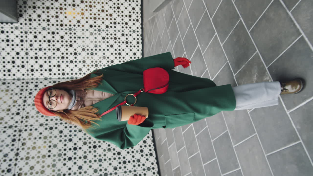 Woman Walking in Winter City Outfit