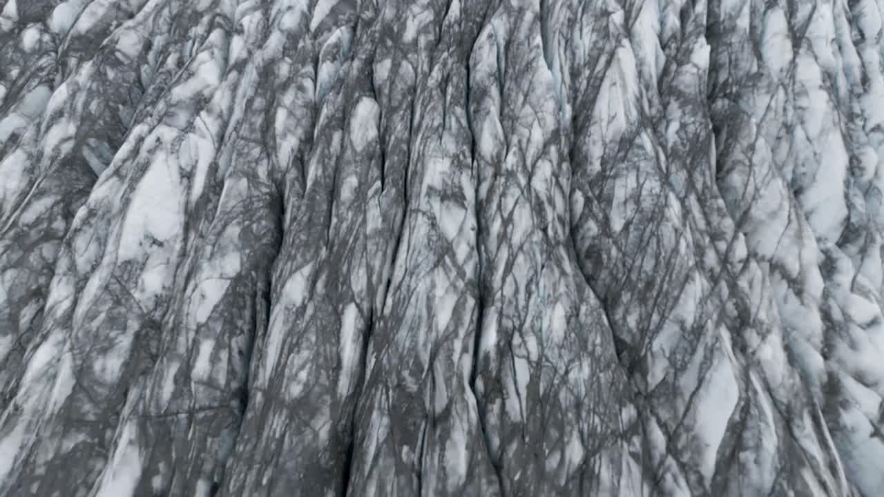 Overhead View Of Skaftafell Glacier With Deep Cracks In Iceland