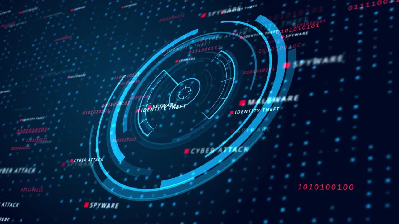 Global online security cyber attack malware system alert written on computer screen with digital