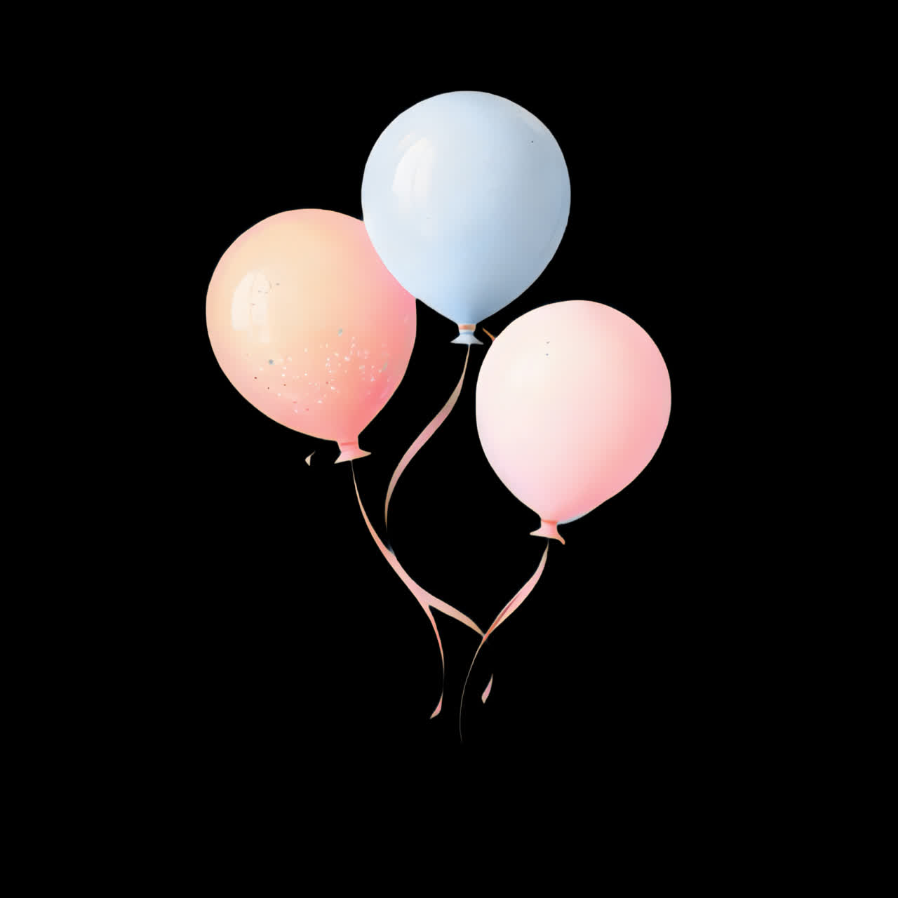 Animazione di palloncini pastello, risorsa isolata, video 4K trasparente, canale alpha, ProRes 4444.