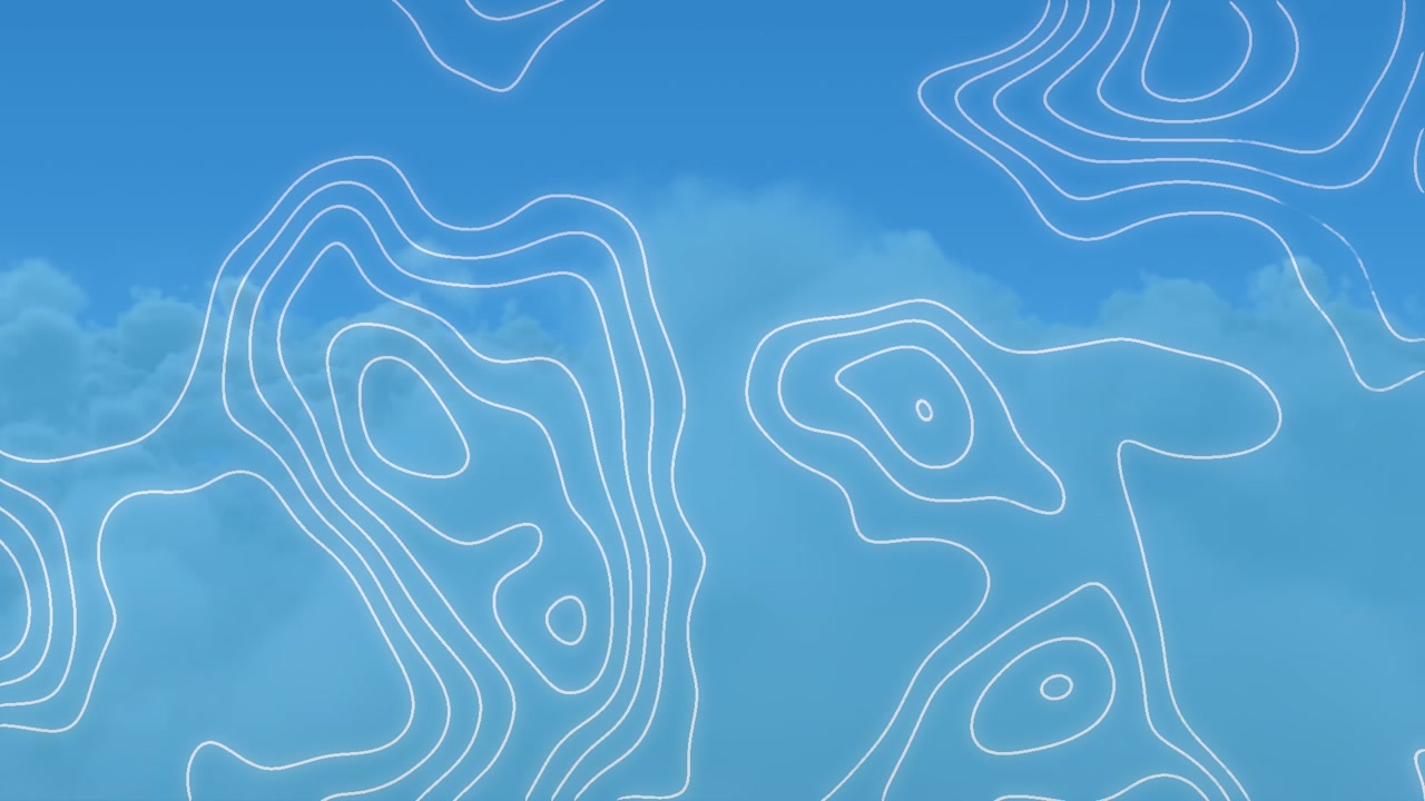 Animation of moving shapes over clouds