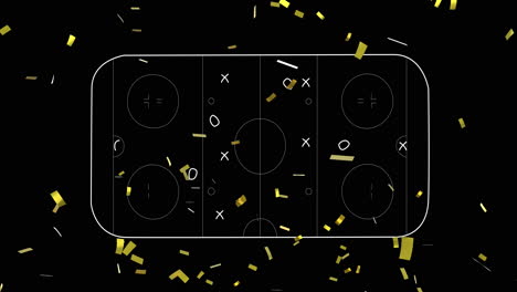 animación de confeti sobre el dibujo del plan de juego sobre fondo negro