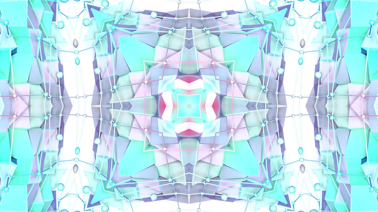 abstracto simple fondo 3d en color gradiente azul turquesa, estilo low poly como fondo geométrico moderno o entorno matemático con efecto caleidoscópico. 4k uhd o fullhd bucle sin costuras v2