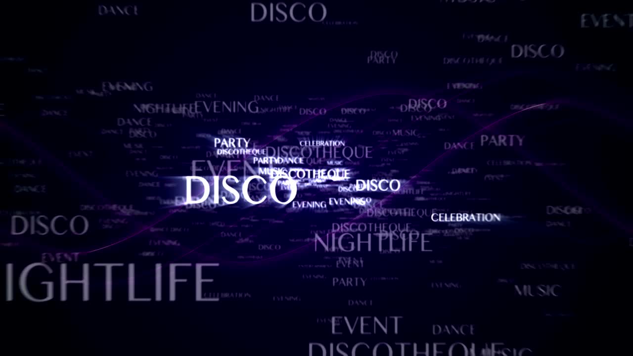 댄스 텍스트 애니메이션과 키워드, 렌더링, 배경, 루프