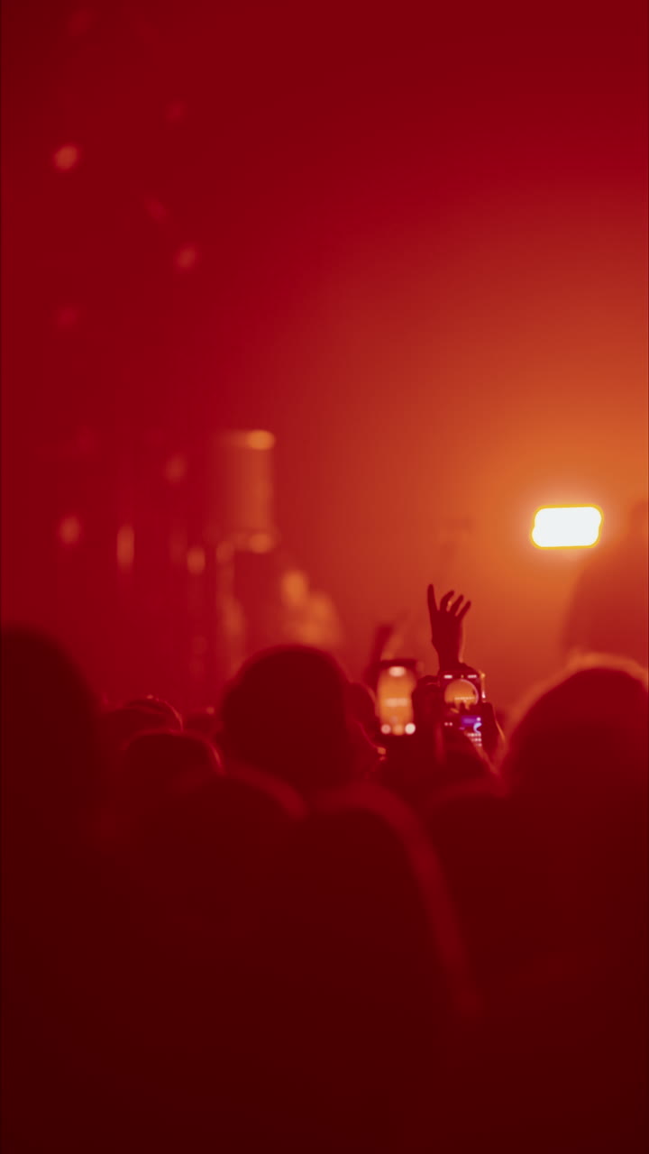 Membri del pubblico che registrano un concerto dal vivo con smartphone