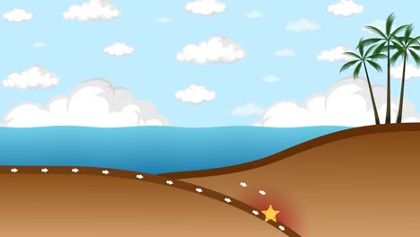 animated star's adventure across a tropical island.