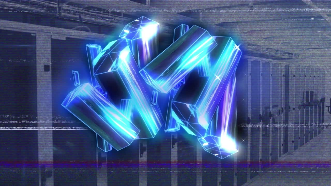 Animation of interference and shapes over server room