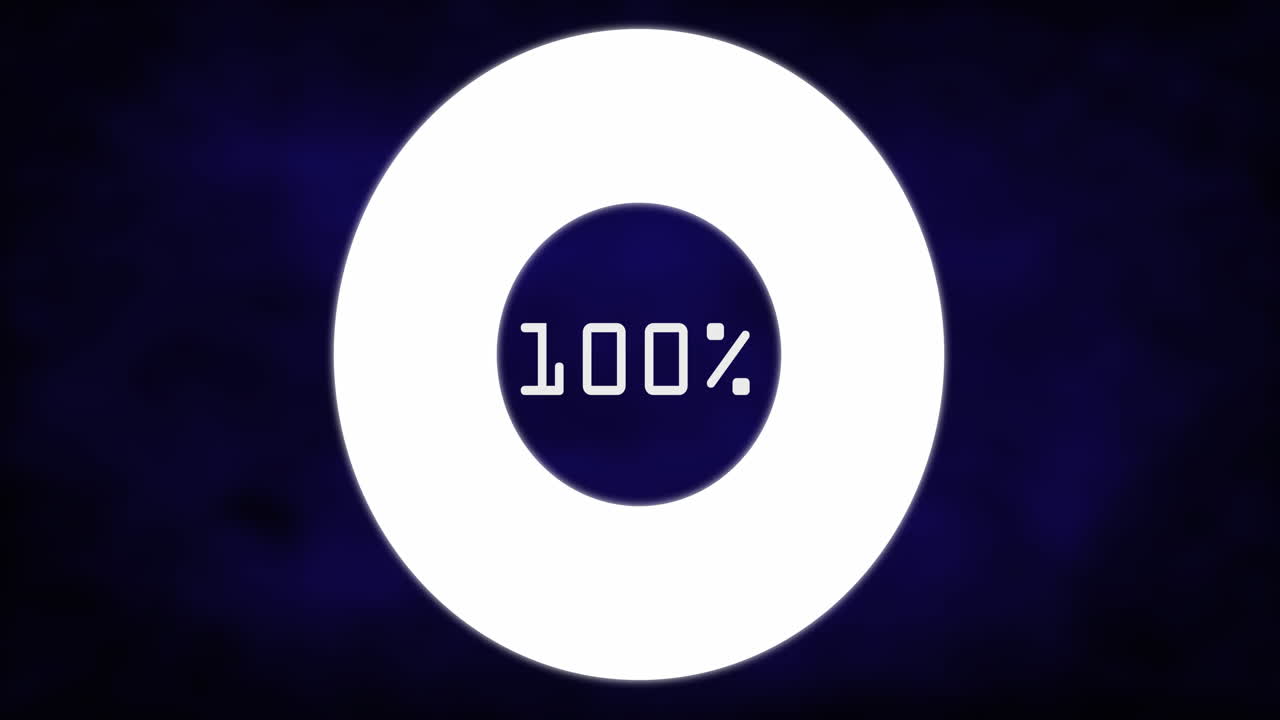 animación de un porcentaje creciente con icono contra un fondo azul texturizado