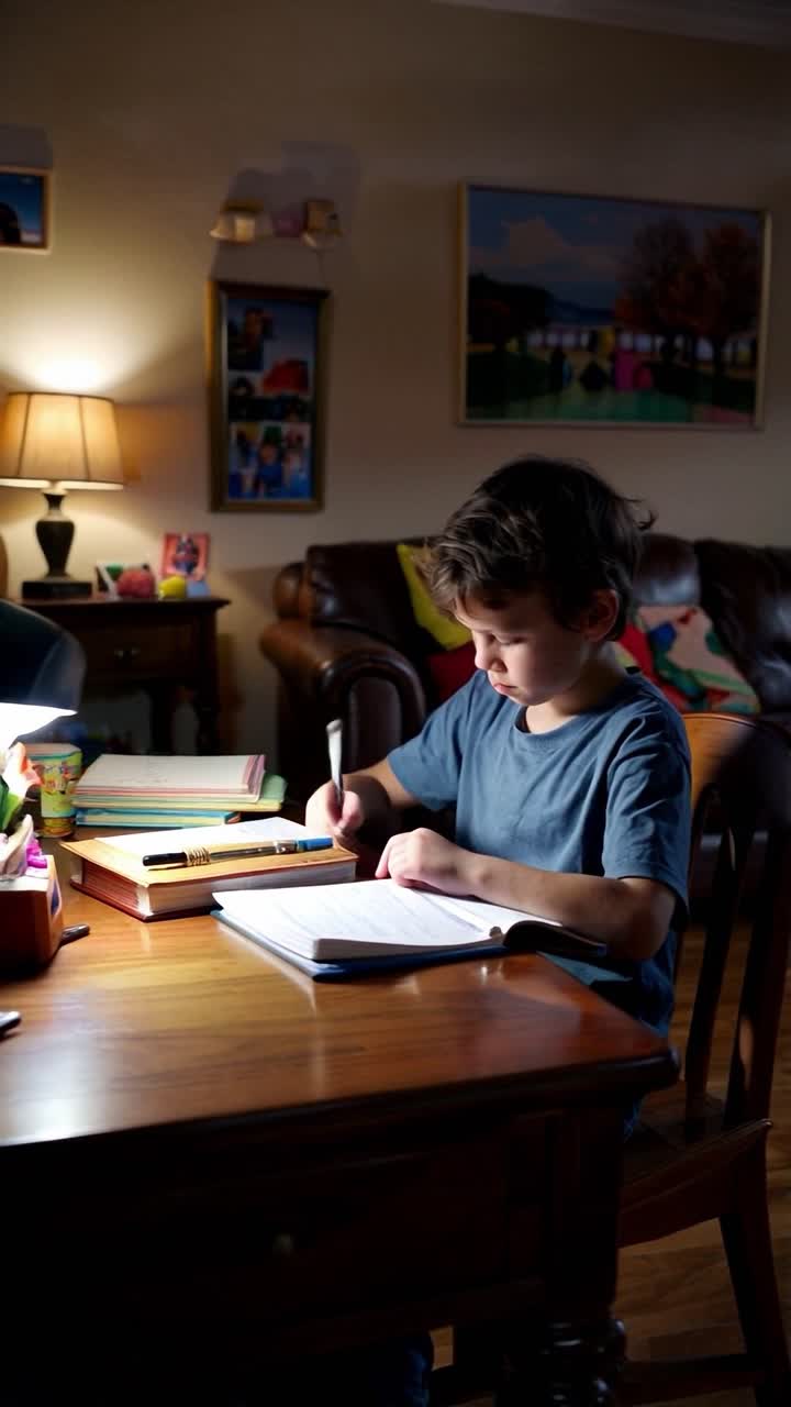 Child Doing Homework at Home