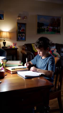 child doing homework at home