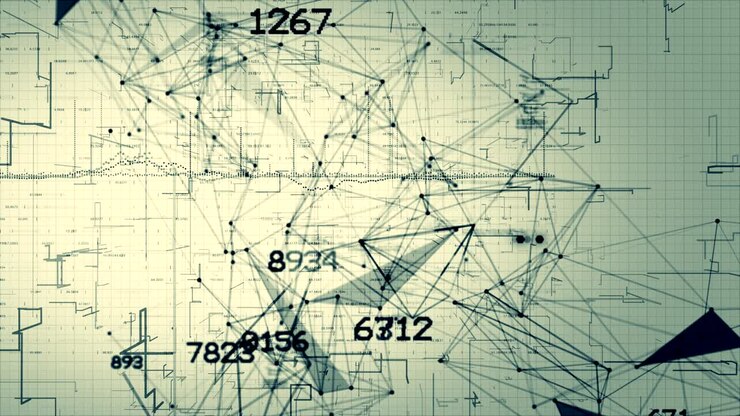 Animazione in loop continuo di rete / matematica / numeri / codice