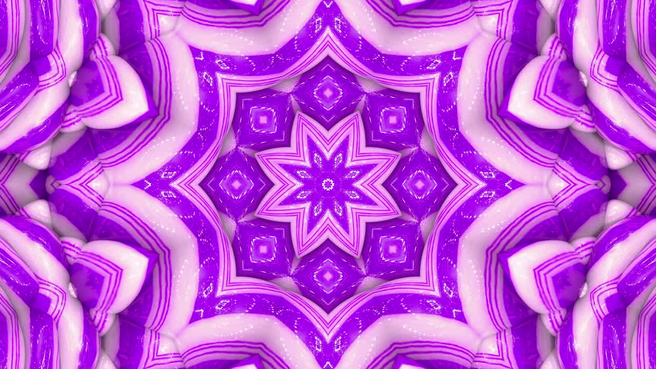 3d Looped Abstract ornate decorative background. Hypnotic striped kaleidoscope.