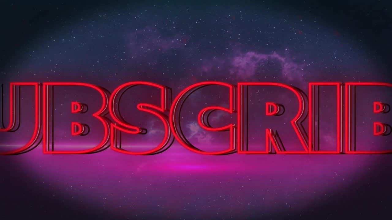 animación del texto de neón de suscripción sobre el espacio