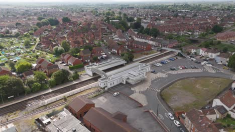 Aerial View of a Train Station in a Residential Area