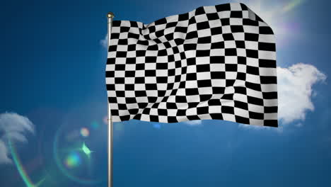 bandera a cuadros contra el cielo azul