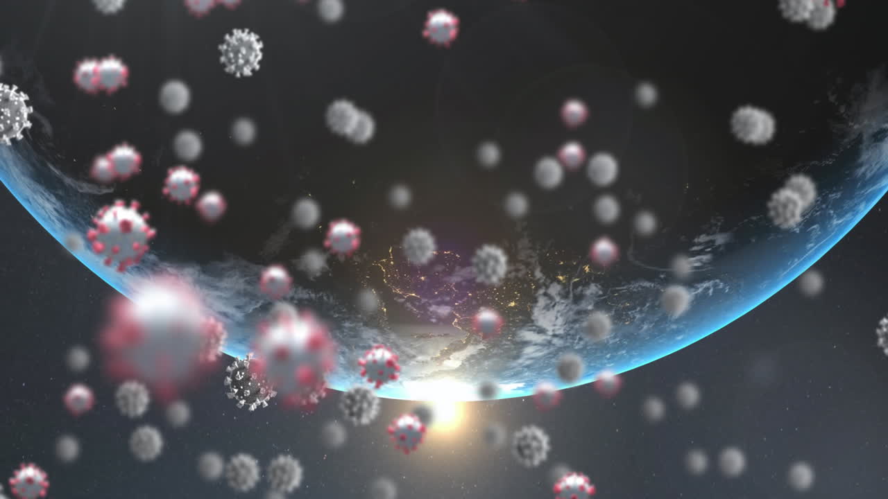 지구 위를 날아다니는 박테리아 코로나바이러스
