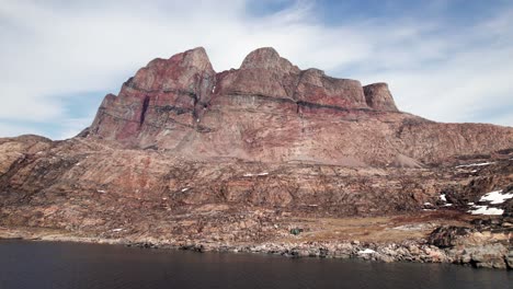 drone view of the uummannaq island mountain in the uummannaq fjord, greenland