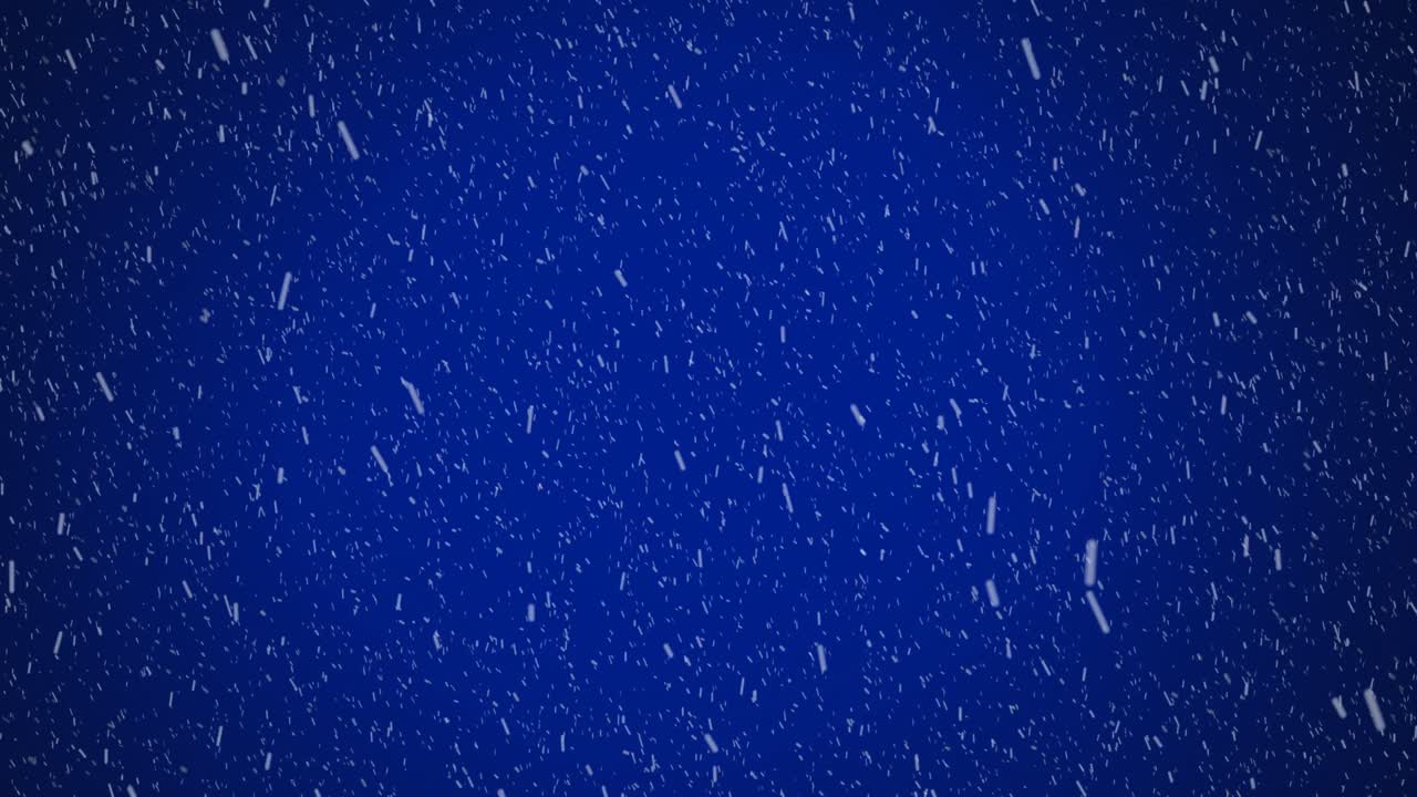 파란색 배경에 눈이 내리는 겨울 풍경의 애니메이션