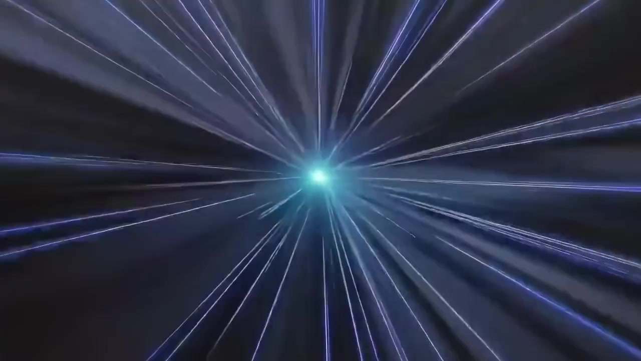 Abstract Tunnel of Glowing Blue and Purple Light Rays