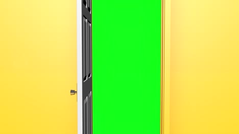 green screen opening white door transition zoom chroma key enter entrance exit outside portal  animation 3d