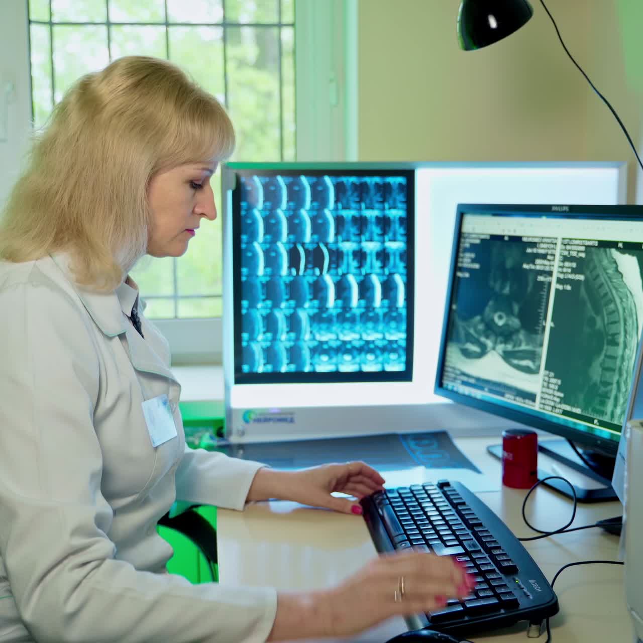 Modern Medical Research Laboratory. Portrait of female scientist working on computer
