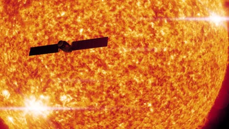 satellite passes sun in silhouette 4k