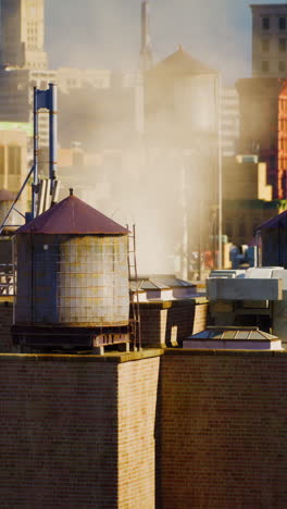 water towers on a brick building in new york city