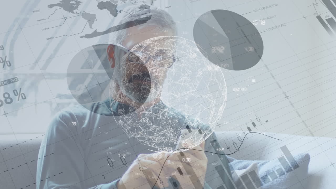 video del procesamiento de datos financieros sobre un empresario caucásico