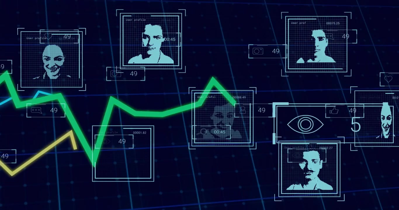 Digital Social Media Analytics Dashboard with User Profiles and Growth Graphs
