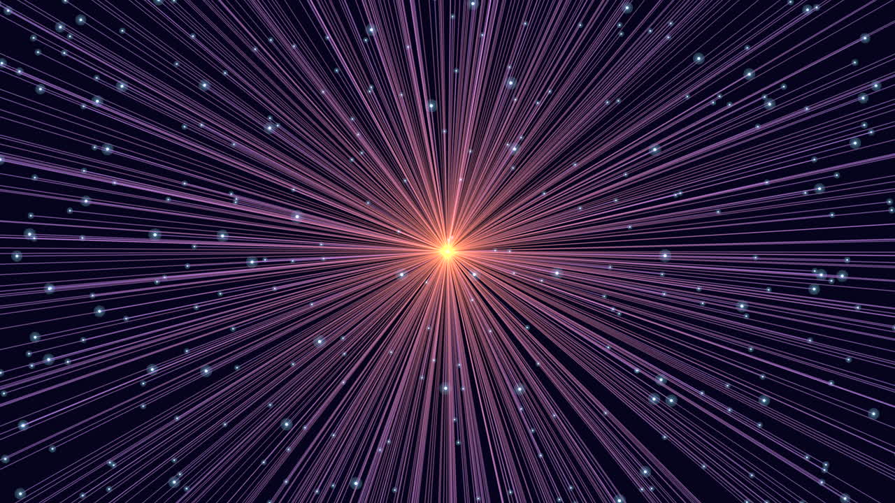 Futuristic sphere with lines and neon dots in dark space