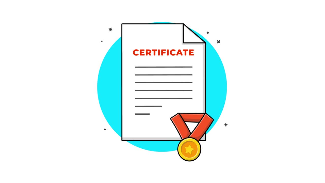 Animated Certificate with Gold Medal for Achievement and Recognition