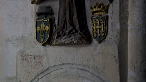 wall sculptures in burgos cathedral, burgos, spain, close up tilt up