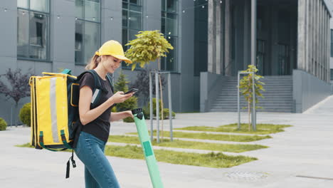 delivery person using an electric scooter