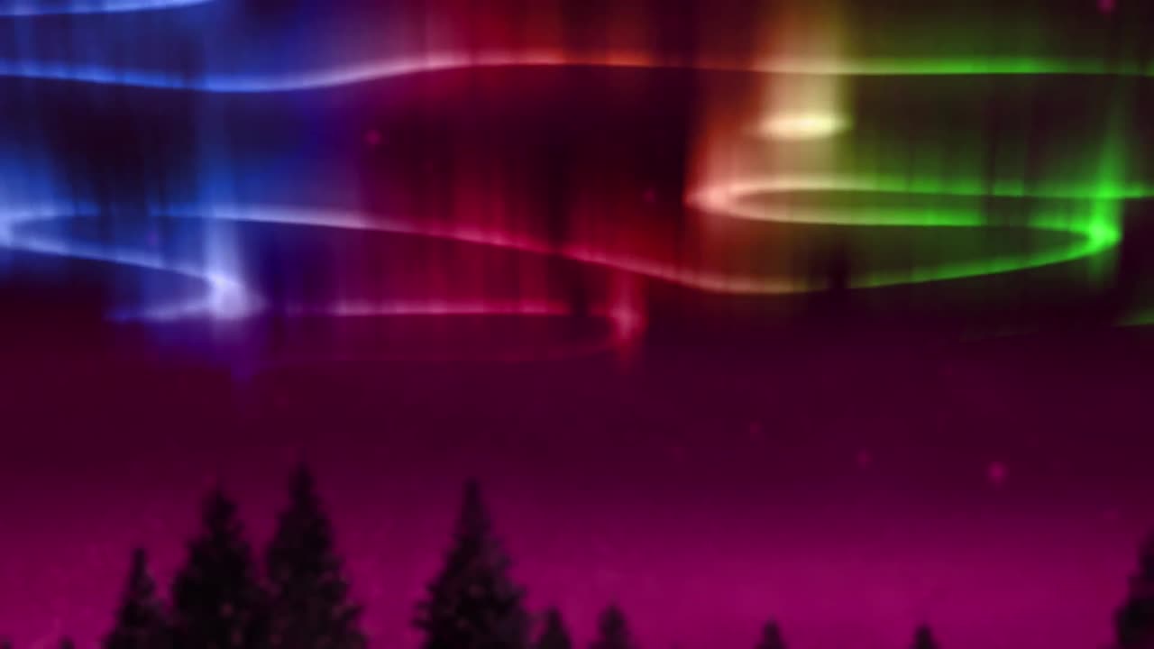 animación de los senderos brillantes de la aurora boreal en azul