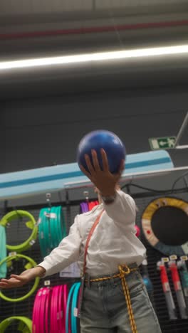 woman in a sporting goods store
