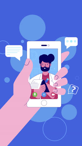 consulta de vídeo del médico en el teléfono inteligente