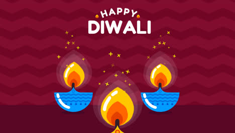 an animation of a background of happy diwali with colorful candles in flat design