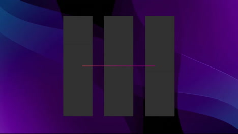 animación de tres rectángulos grises con línea sobre fondo púrpura de neón