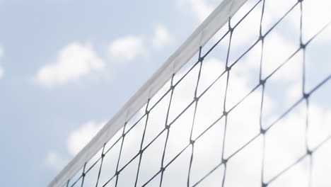 close-up view of volleyball net