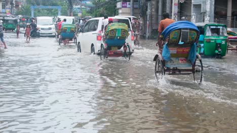 city street flooded with traffic and people