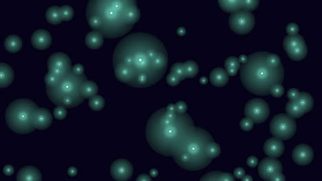 orbes verdes brillantes suspendidos en el aire oscuro