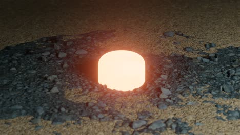 animación en 3d del material radiactivo plutonio-238 que brilla en algunos materiales rocosos
