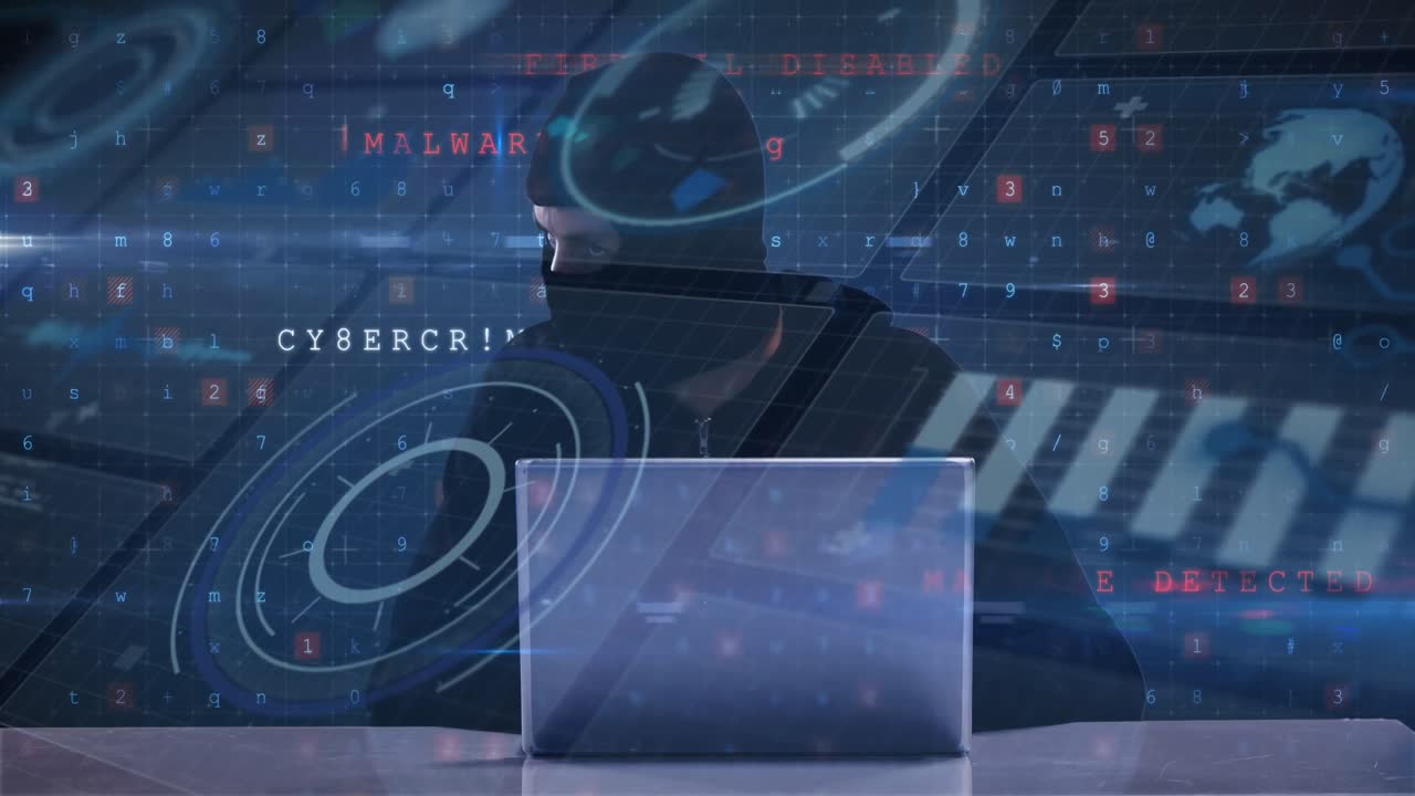 Animation of data processing over hacker