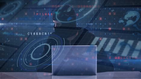 animación del procesamiento de datos sobre el hacker