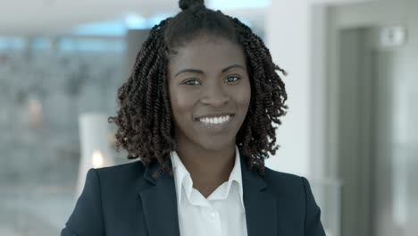 cheerful young businesswoman