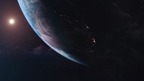 australia transitioning from day to night as seen from space orbit