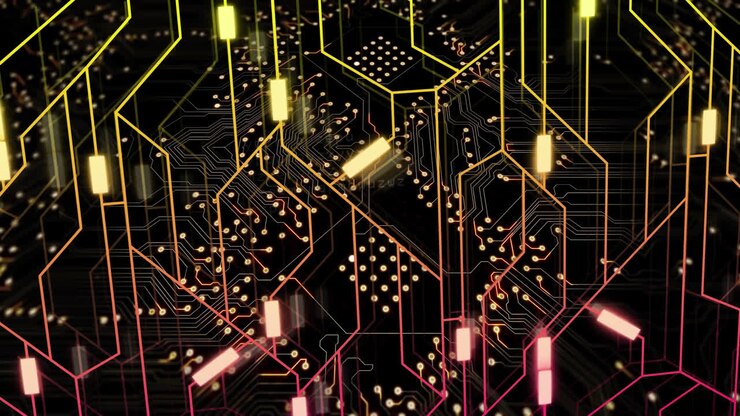 Animazione di una rete di connessioni su sfondo nero