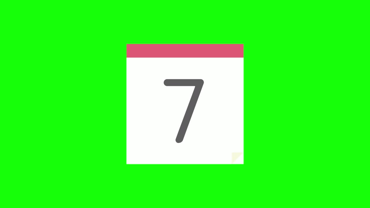 Animazione in loop di calendario giornaliero, 7 giorni, banconota verde.