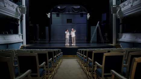 man doing a rehearsal on the stage