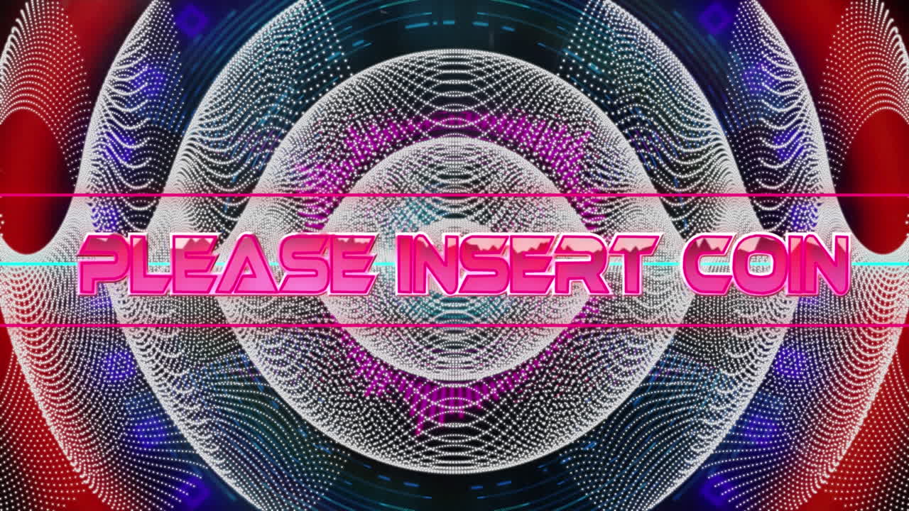 animación de por favor insertar texto de moneda a través de la malla de red